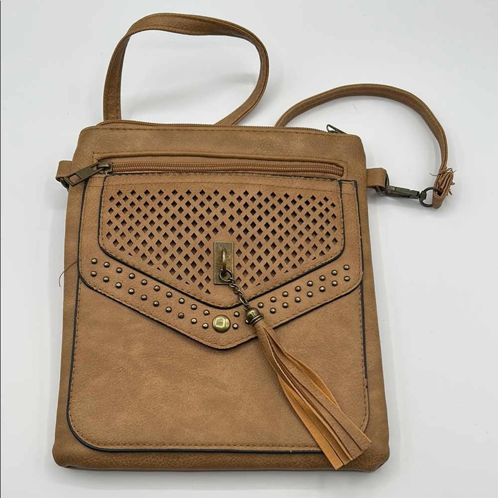 Tan Crossbody Bag with Tassel